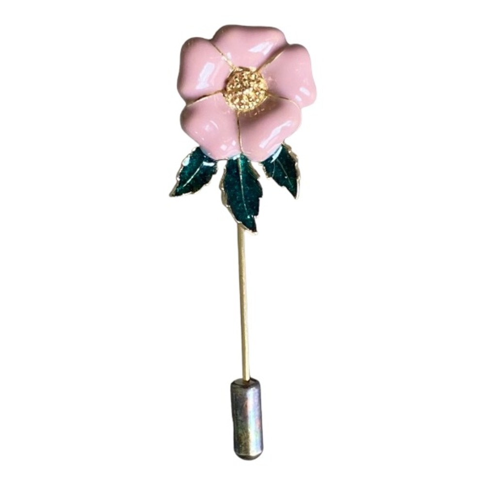 Vintage Pink Enamel Lapel Pin - Picture 3 of 5